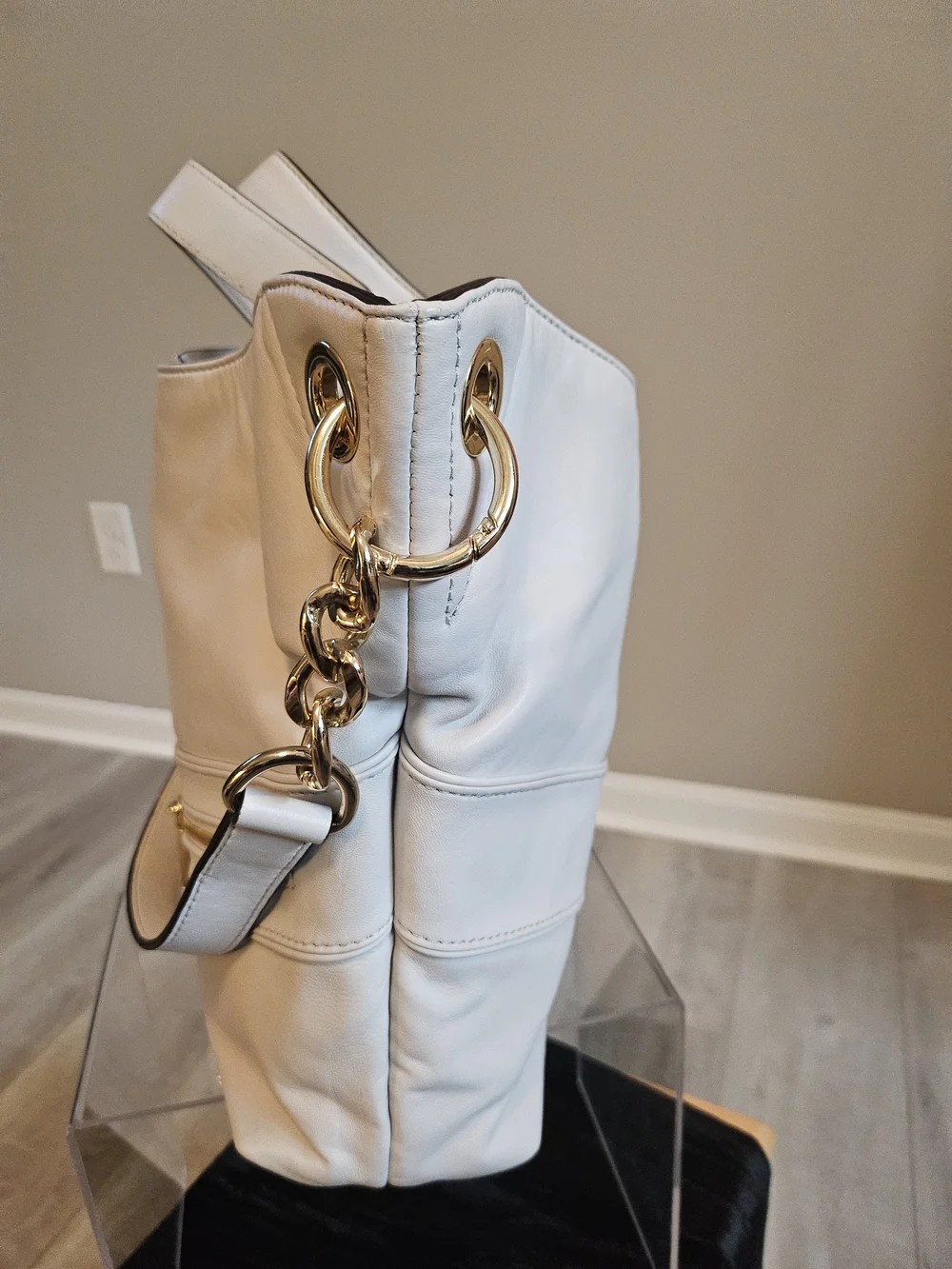 Michael Kors Cream Leather Convertible Hobo Shoulder Bag (One Size)